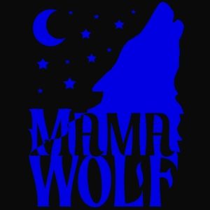 Blue MAMA WOLF stars and moon 4.5Wx6H Premium permanent vinyl decal
